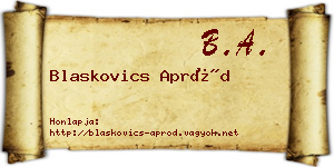 Blaskovics Apród névjegykártya
